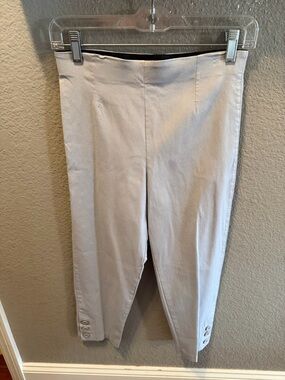 Equestrian Inspired Ankle Pants Small Gray Slim Fit Stretch Tailored Minimalist